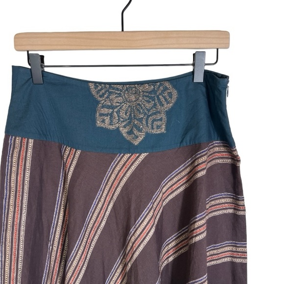 Armand Ventilo Striped Boho Maxi Linen Blend Full Skirt FR 40/  US 8 - Picture 2 of 7